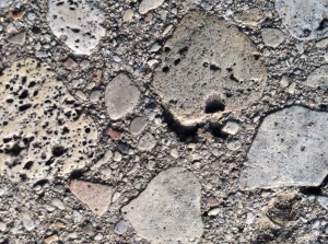 A closeup of an aggregate substance. 