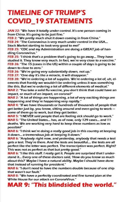 Timeline of Trump's statement